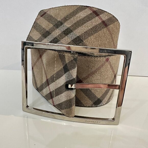 Burberry microsuede nova check wide belt - Picture 1 of 5